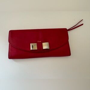 Chloe Vintage Deep Red Leather Long Wallet